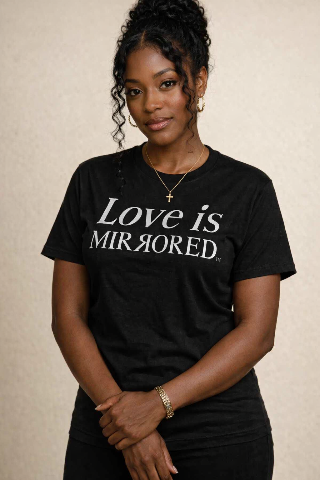 Love | Love Is Mirrored™ Black Tee Shirt